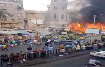 اندلاع حريق بسوق غزة بمنطقة الموسكي في القاهرة 
